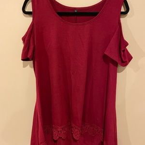 Women’s size large burgundy cold-shoulder blouse